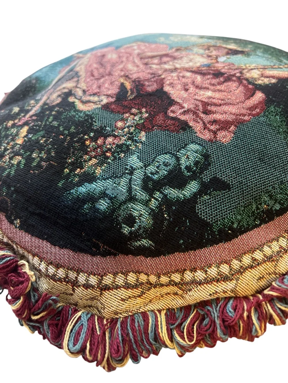 Vintage Fragonard The Swing Tapestry Round Pillow Whimsigoth Dark Cottagecore